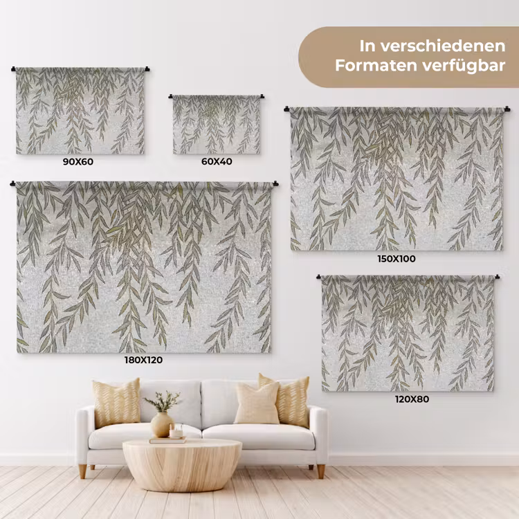 Planten - Mozaïek - Patroon - Groen - Blauw Wandkleed katoen klein -tsfeer8_DE