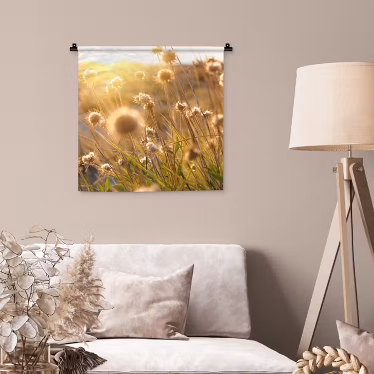 Planten - Natuur - Bloemen - Zon - Horizon Wandkleed katoen klein -sfeer4