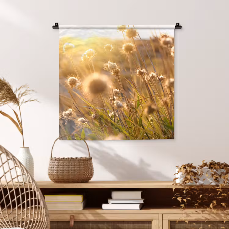 Planten - Natuur - Bloemen - Zon - Horizon Wandkleed katoen klein -sfeer5