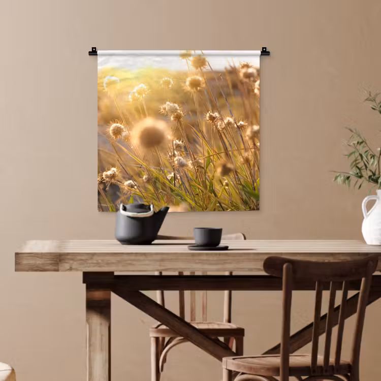 Planten - Natuur - Bloemen - Zon - Horizon Wandkleed katoen klein -sfeer6