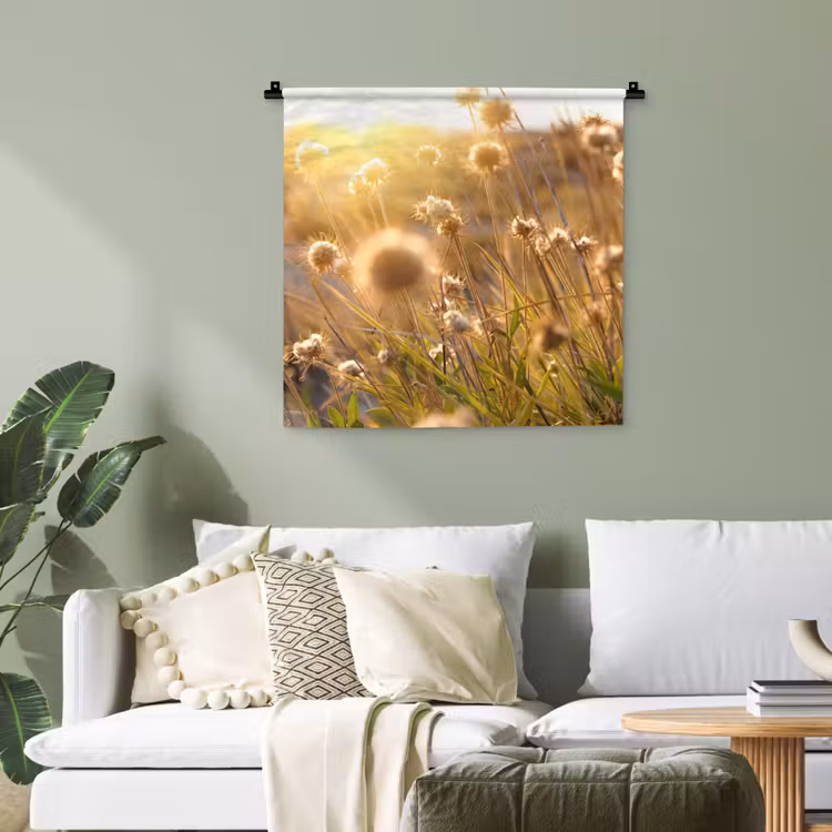 Planten - Natuur - Bloemen - Zon - Horizon Wandkleed katoen klein -sfeer7
