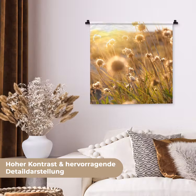 Planten - Natuur - Bloemen - Zon - Horizon Wandkleed katoen klein -tsfeer1_DE