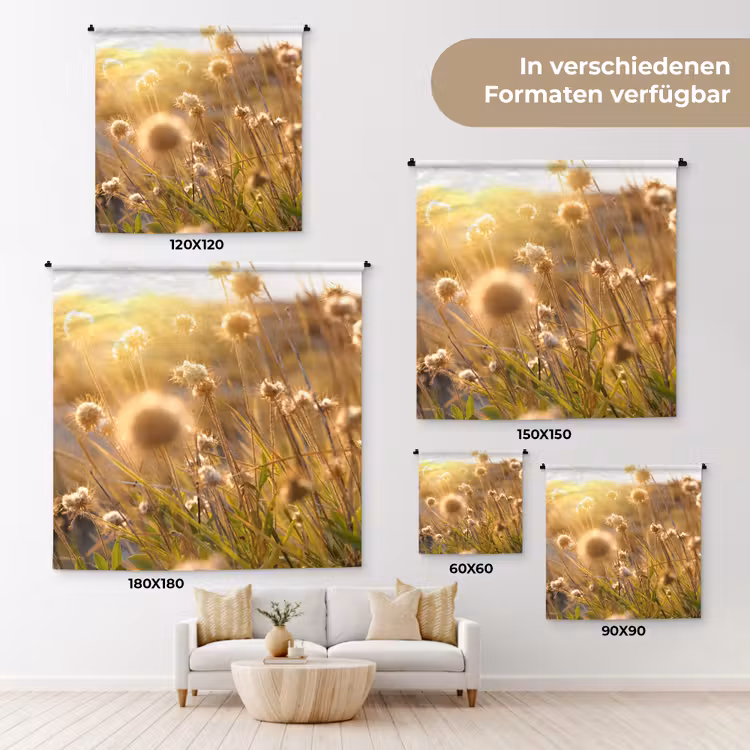 Planten - Natuur - Bloemen - Zon - Horizon Wandkleed katoen klein -tsfeer8_DE