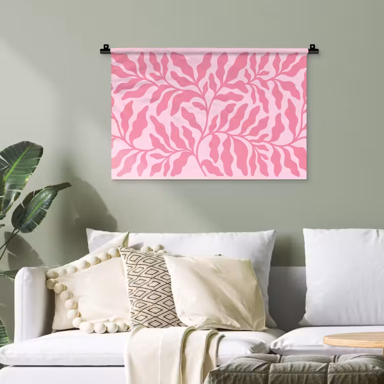 Planten - Organisch - Abstract - Modern - Roze Wandkleed katoen klein -sfeer7
