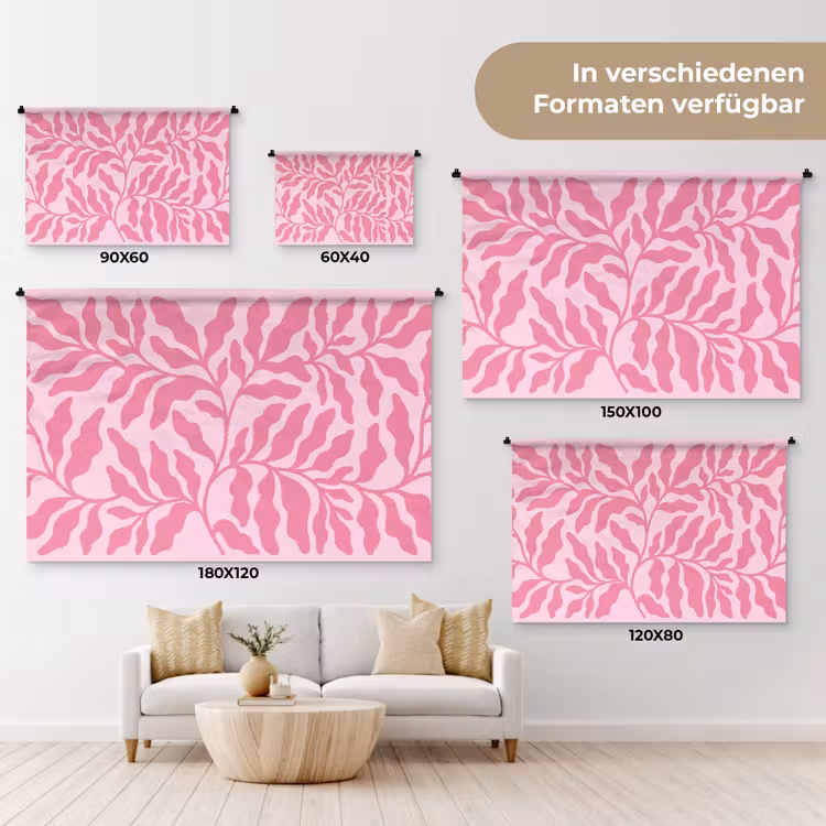 Planten - Organisch - Abstract - Modern - Roze Wandkleed katoen klein -tsfeer8_DE