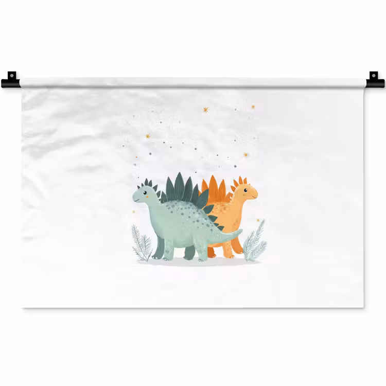 Planten - Sterren - Dinosaurussen - Oranje Wandkleed katoen klein -zz3d