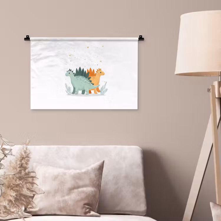 Planten - Sterren - Dinosaurussen - Oranje Wandkleed katoen klein -sfeer4