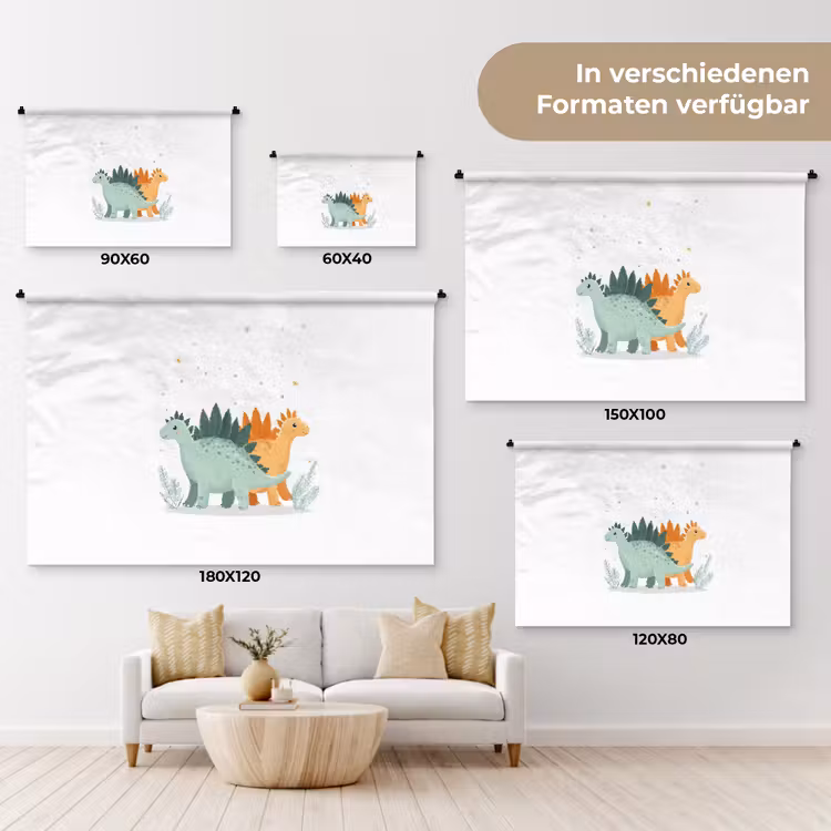 Planten - Sterren - Dinosaurussen - Oranje Wandkleed katoen klein -tsfeer8_DE