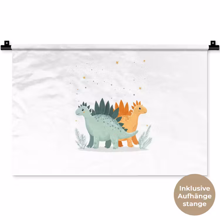 Planten - Sterren - Dinosaurussen - Oranje Wandkleed katoen klein -t3d_DE