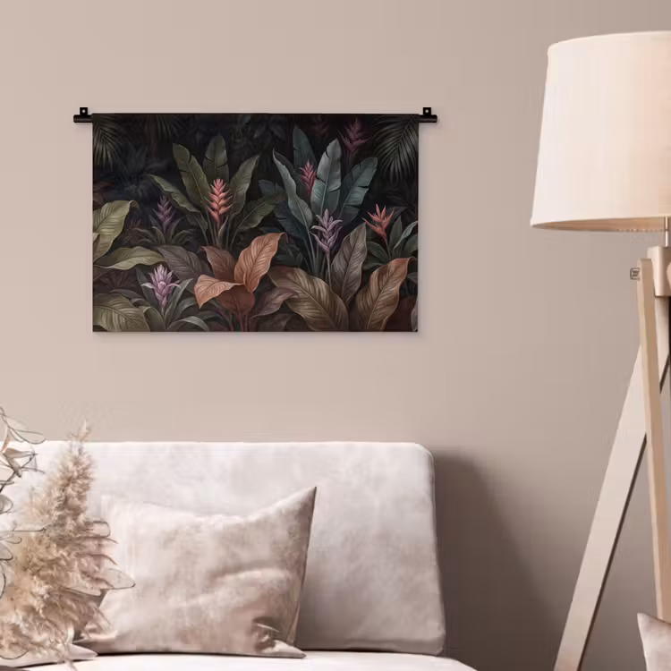 Planten - Tropisch - Jungle - Donker - Natuur Wandkleed katoen klein -sfeer4