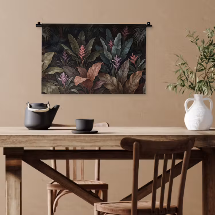 Planten - Tropisch - Jungle - Donker - Natuur Wandkleed katoen klein -sfeer6