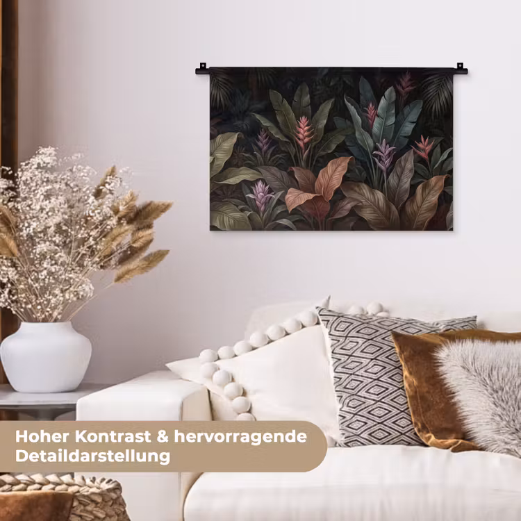 Planten - Tropisch - Jungle - Donker - Natuur Wandkleed katoen klein -tsfeer1_DE