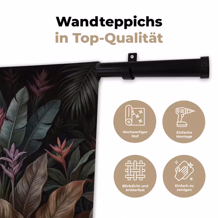 Planten - Tropisch - Jungle - Donker - Natuur Wandkleed katoen klein -tsfeer2_DE
