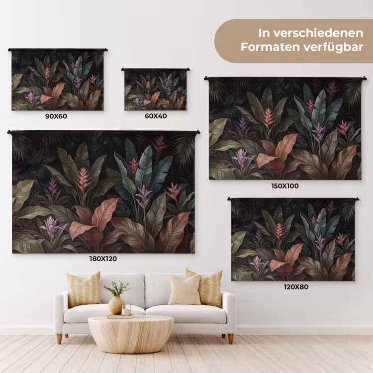 Planten - Tropisch - Jungle - Donker - Natuur Wandkleed katoen klein -tsfeer8_DE