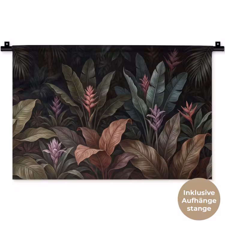 Planten - Tropisch - Jungle - Donker - Natuur Wandkleed katoen klein -t3d_DE