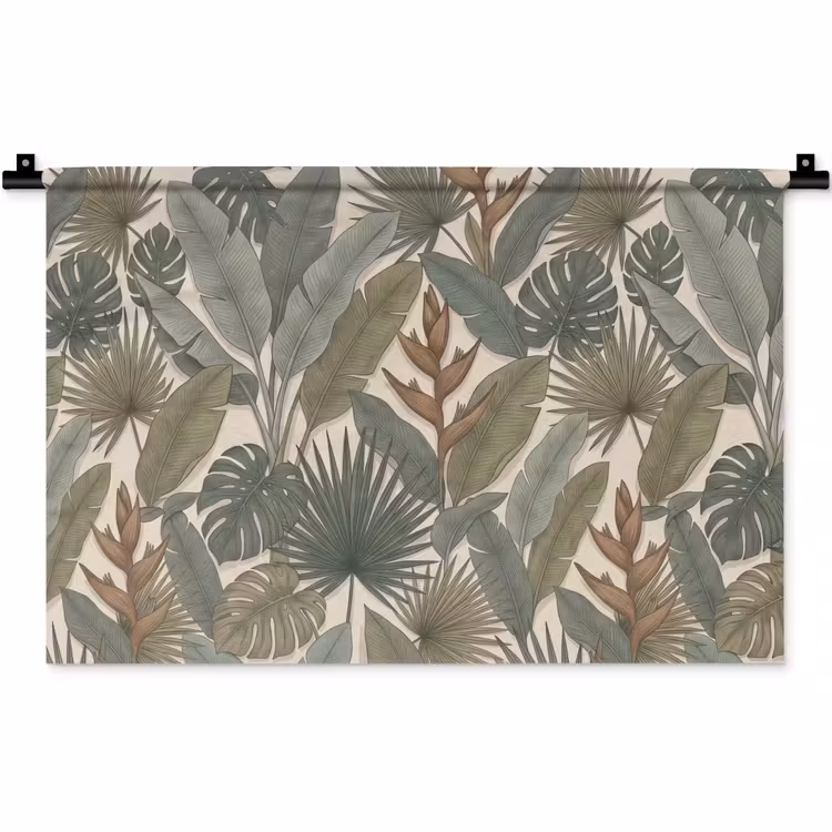 Planten - Tropisch - Natuur - Illustratie - Groen Wandkleed katoen klein -zz3d