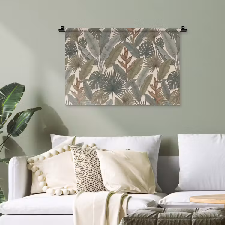 Planten - Tropisch - Natuur - Illustratie - Groen Wandkleed katoen klein -sfeer7
