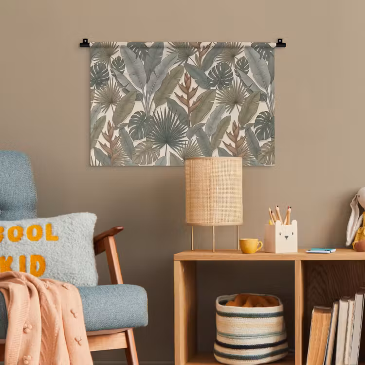 Planten - Tropisch - Natuur - Illustratie - Groen Wandkleed katoen klein -wsfeer4_kind