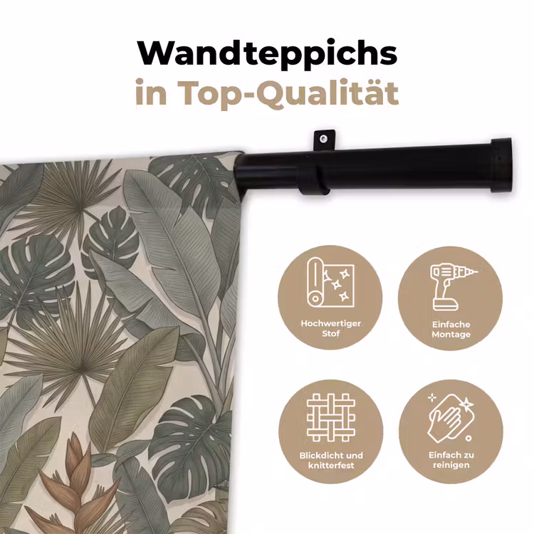 Planten - Tropisch - Natuur - Illustratie - Groen Wandkleed katoen klein -tsfeer2_DE