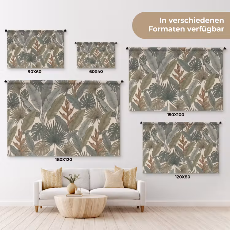 Planten - Tropisch - Natuur - Illustratie - Groen Wandkleed katoen klein -tsfeer8_DE