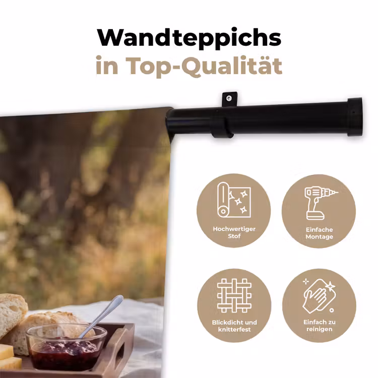 Picknick - Wijn - Kaasplankje Wandkleed katoen klein -tsfeer2_DE