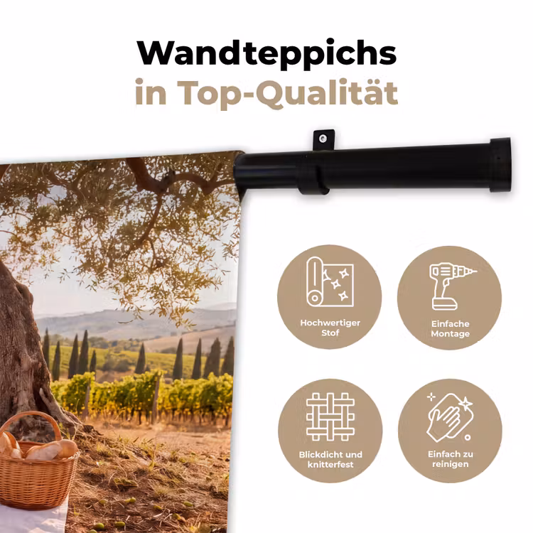 Picknick - Wijngaard - Landschap - Zomer - Eten Wandkleed katoen klein -tsfeer2_DE
