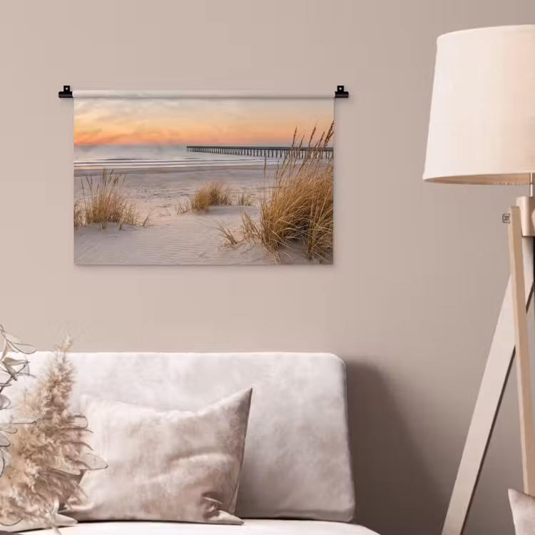 Pier - Zonsondergang - Strand Wandkleed katoen klein -sfeer4
