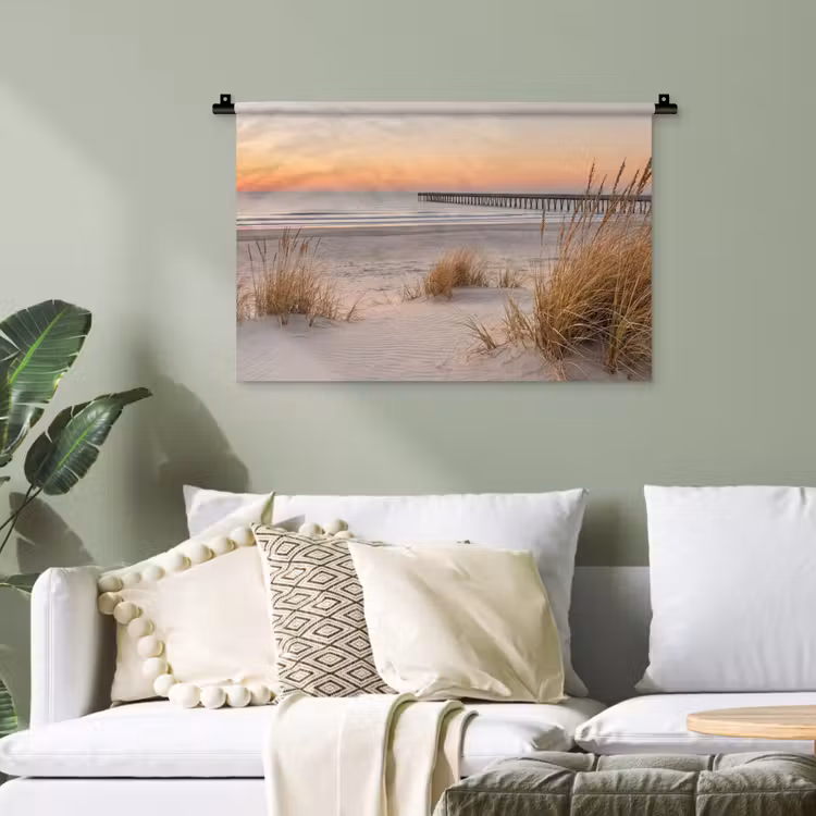 Pier - Zonsondergang - Strand Wandkleed katoen klein -sfeer7