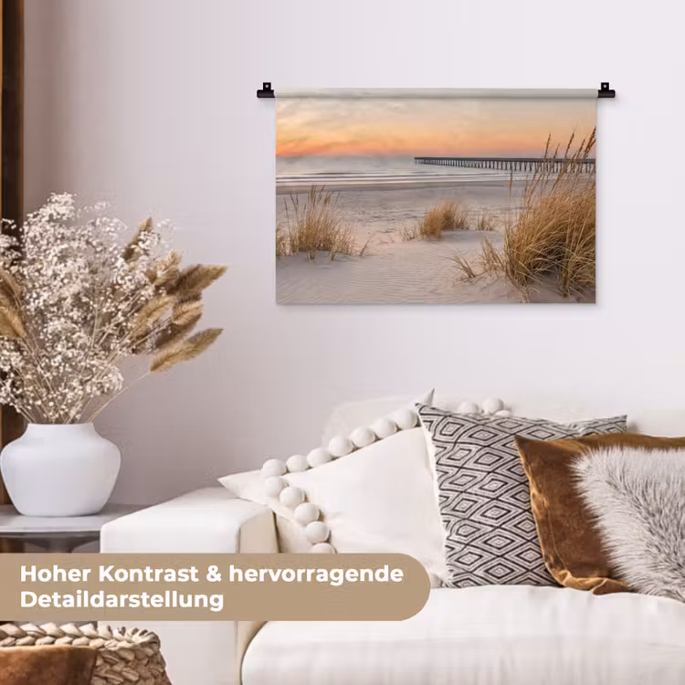 Pier - Zonsondergang - Strand Wandkleed katoen klein -tsfeer1_DE