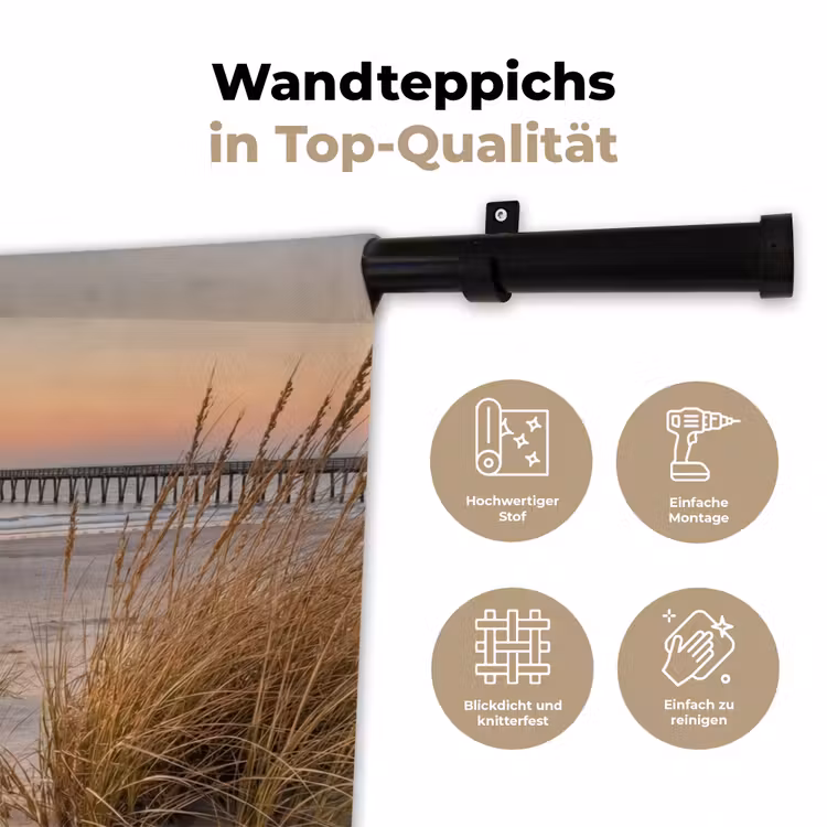 Pier - Zonsondergang - Strand Wandkleed katoen klein -tsfeer2_DE