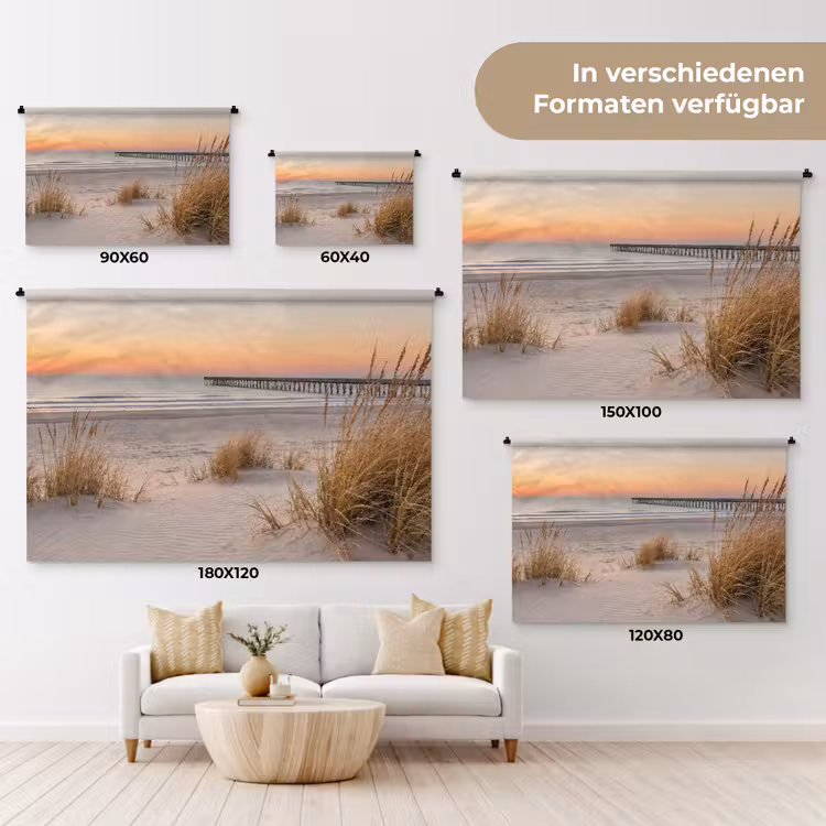 Pier - Zonsondergang - Strand Wandkleed katoen klein -tsfeer8_DE
