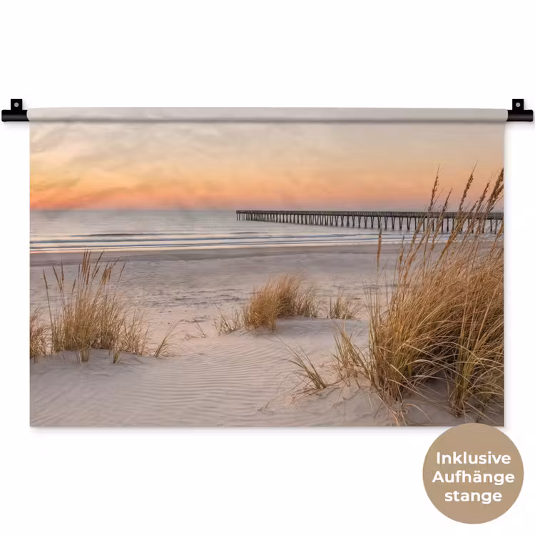 Pier - Zonsondergang - Strand Wandkleed katoen klein -t3d_DE