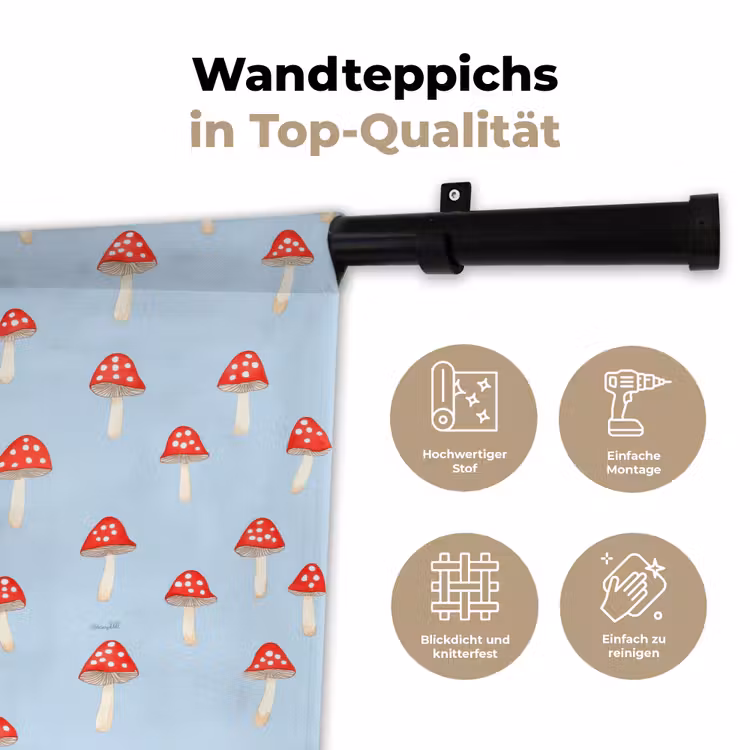 Paddenstoel -Sprookje - Blauw Wandkleed katoen klein 269 -tsfeer2_DE