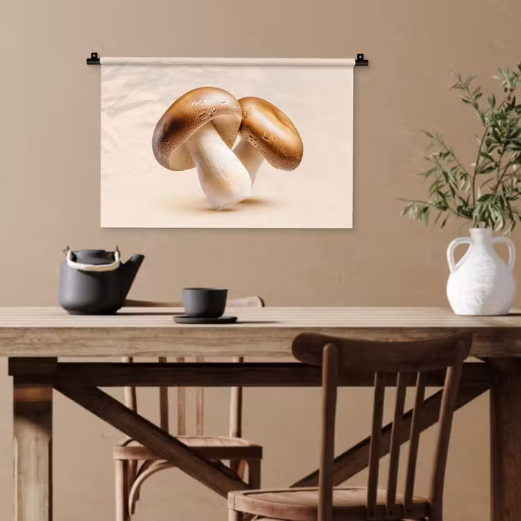 Champignons - Zacht - Beige Wandkleed katoen klein -sfeer6