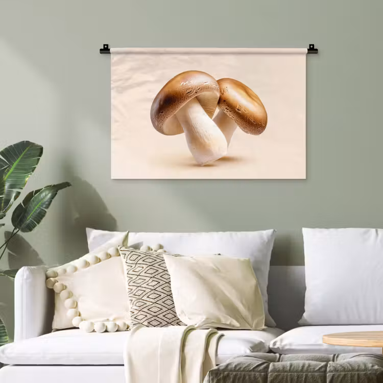 Champignons - Zacht - Beige Wandkleed katoen klein -sfeer7
