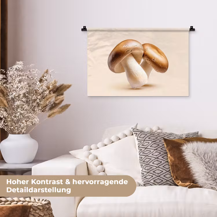 Champignons - Zacht - Beige Wandkleed katoen klein -tsfeer1_DE