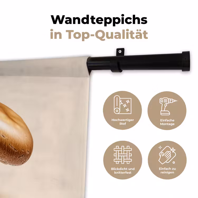 Champignons - Zacht - Beige Wandkleed katoen klein -tsfeer2_DE