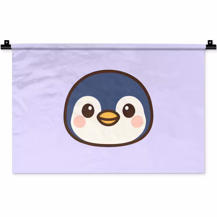 Pinguïn - Paars - Schattig Wandkleed katoen klein -zz3d