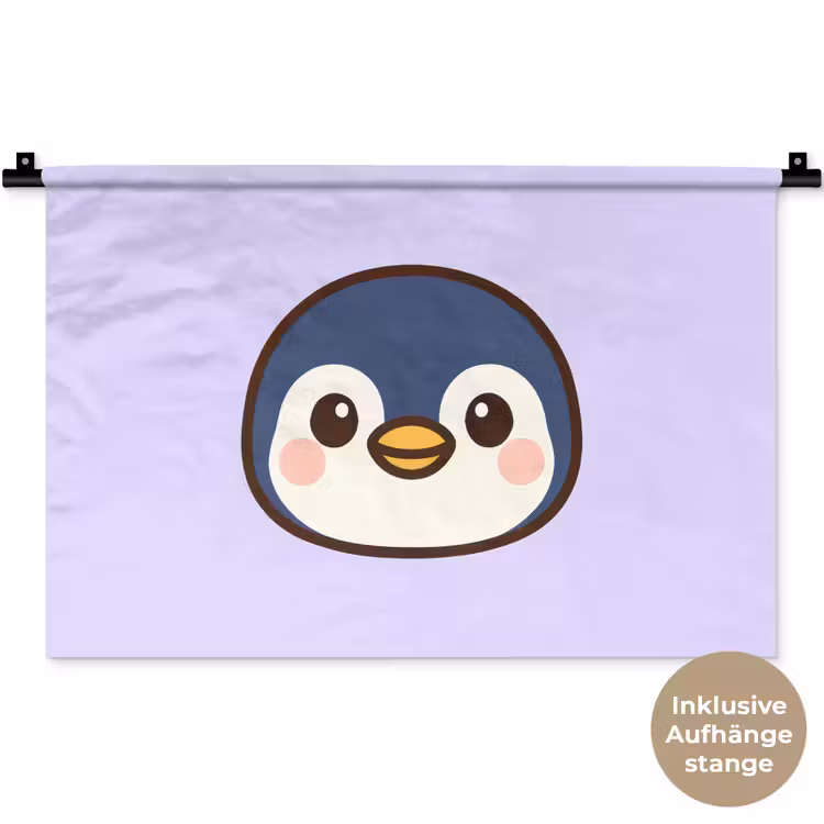 Pinguïn - Paars - Schattig Wandkleed katoen klein -t3d_DE