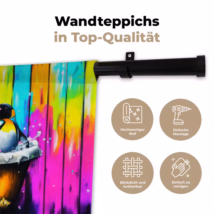Pinguïns - Badkuip - Kleurrijk - Schuim Wandkleed katoen klein -tsfeer2_DE