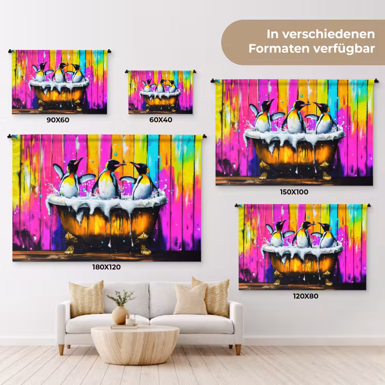 Pinguïns - Badkuip - Kleurrijk - Schuim Wandkleed katoen klein -tsfeer8_DE
