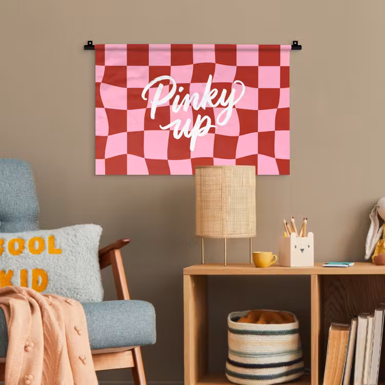 Pinky up - Geblokt - Bordeauxrood Wandkleed katoen klein -wsfeer4_kind