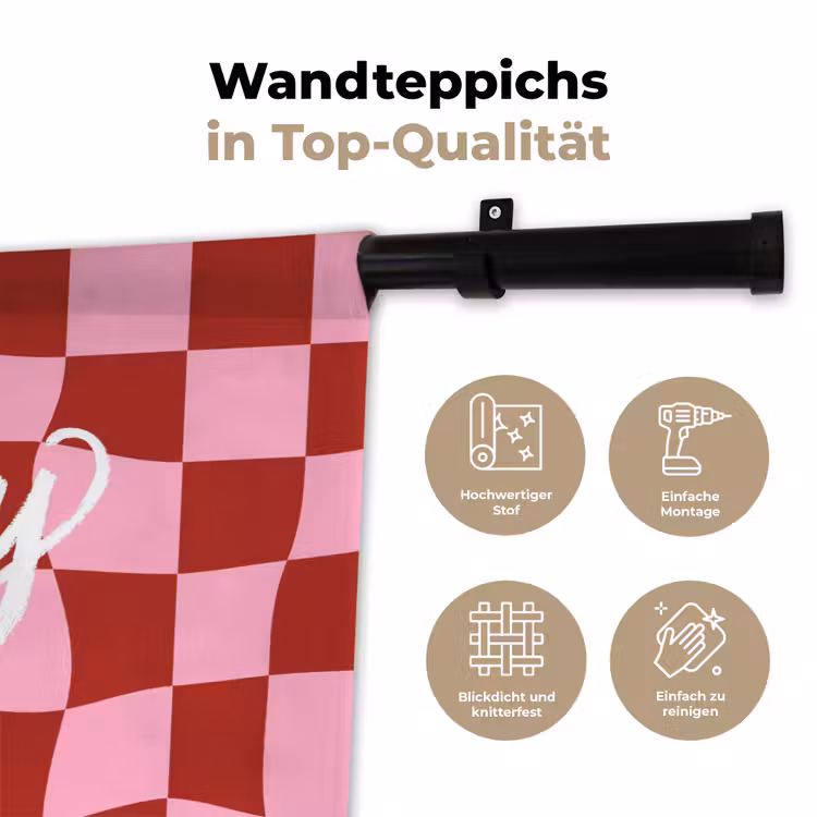 Pinky up - Geblokt - Bordeauxrood Wandkleed katoen klein -tsfeer2_DE