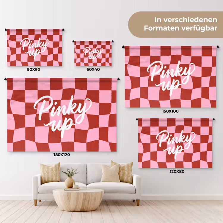 Pinky up - Geblokt - Bordeauxrood Wandkleed katoen klein -tsfeer8_DE