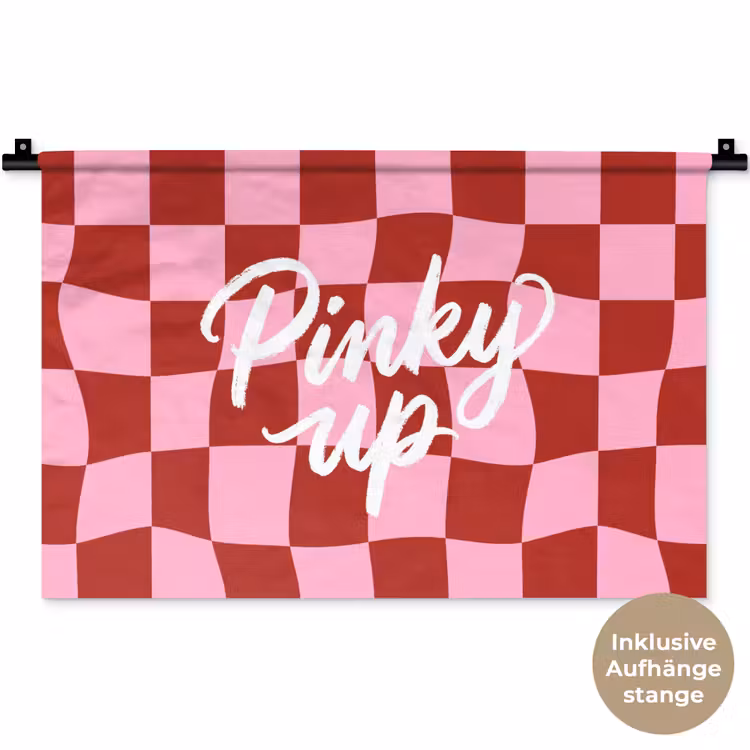 Pinky up - Geblokt - Bordeauxrood Wandkleed katoen klein -t3d_DE