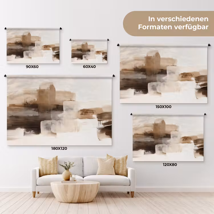 Penseelstreken - Abstract landschap - Rust Wandkleed katoen klein -tsfeer8_DE