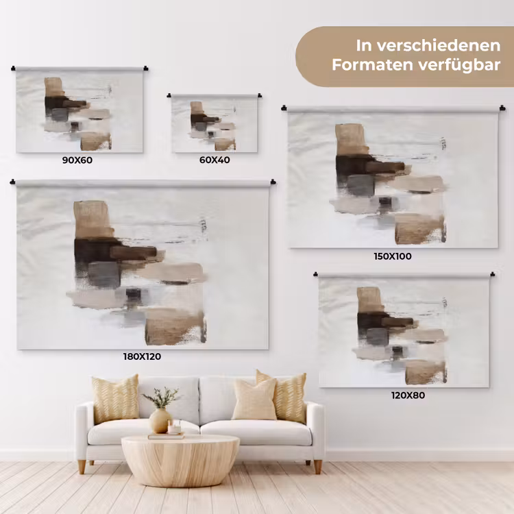 Penseelstreken - Balans - Beige - Bruin Wandkleed katoen klein -tsfeer8_DE