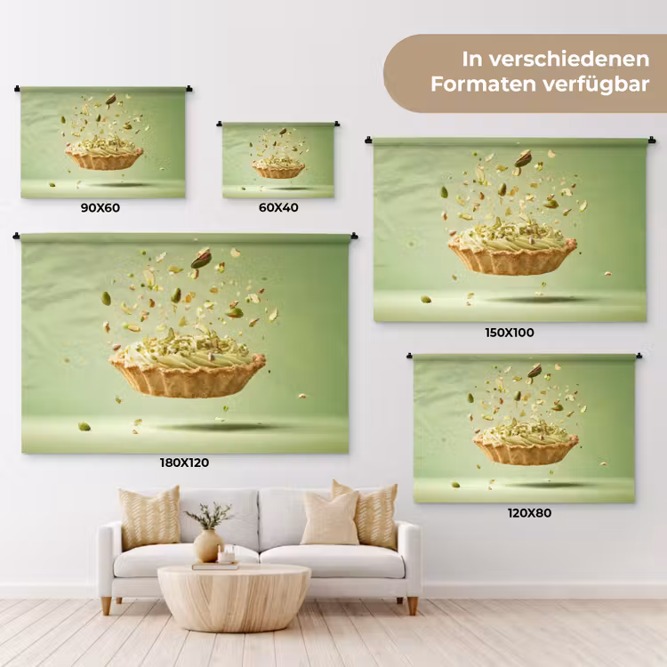 Pistache - Taart - Noten - Eten Wandkleed katoen klein -tsfeer8_DE