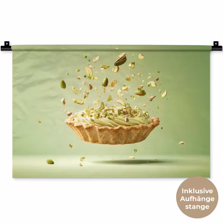 Pistache - Taart - Noten - Eten Wandkleed katoen klein -t3d_DE