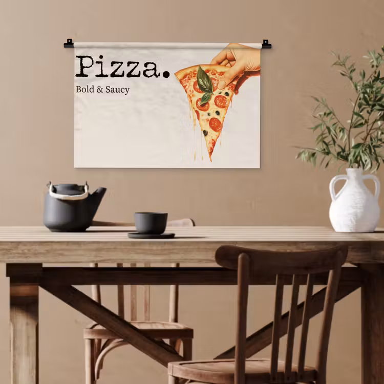 Pizza - Kaas - Pepperoni Wandkleed katoen klein -sfeer6